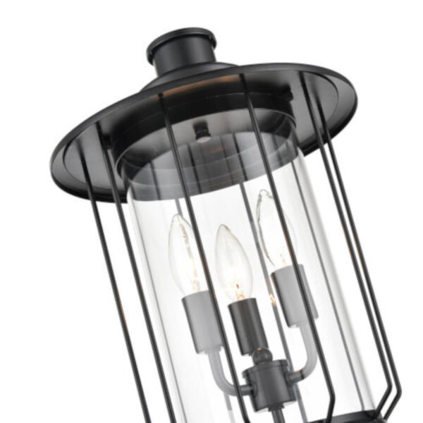 Ash Powder Coat Black Three-Light Outdoor Post Lantern, image 2