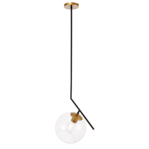 Ryland Black Brass 10-Inch One-Light Pendant with Clear Glass, image 4