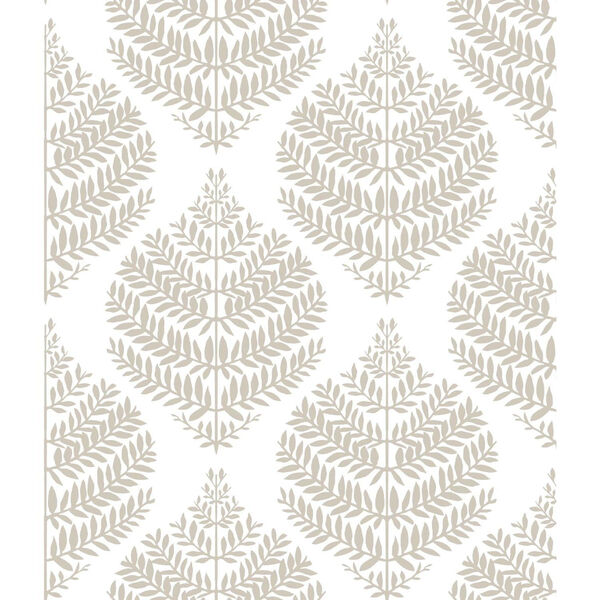 Hygge Fern Damask Taupe And White Peel And Stick Wallpaper – SAMPLE SWATCH ONLY, image 1