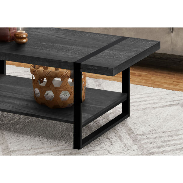 Black Metal and Wood Coffee Table, image 3