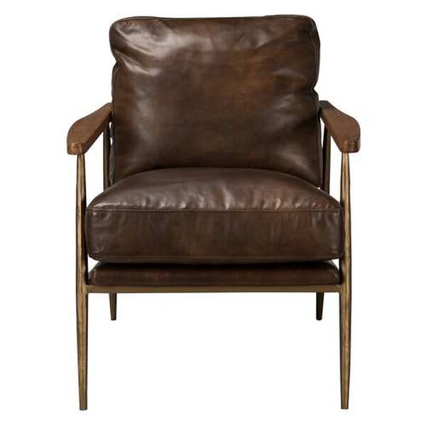 Trevor Antique Brown Leather Club Chair, image 1