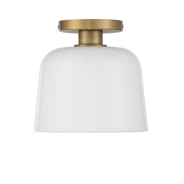 Chelsea White with Natural Brass One-Light Semi-Flush Mount, image 3