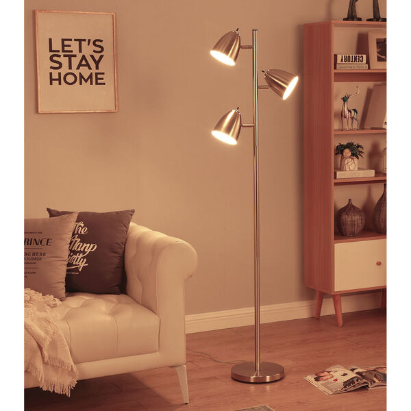 Jacob Nickel Three-Light LED Floor Lamp, image 2
