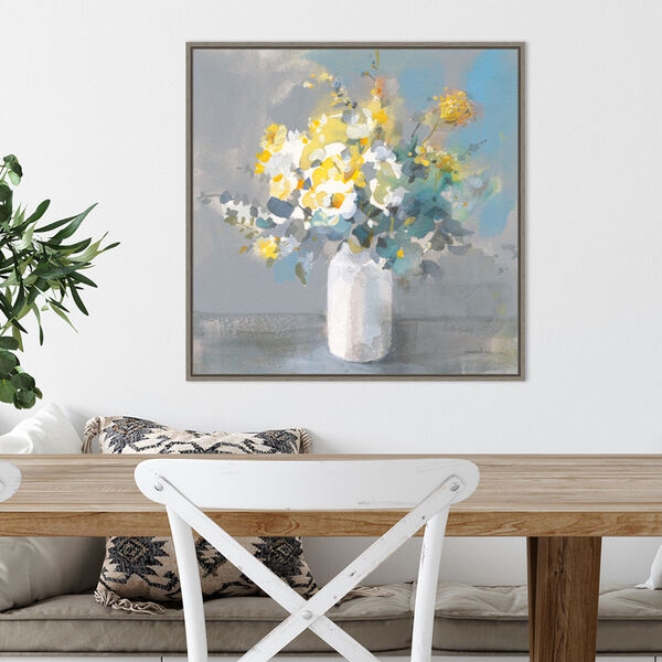 Danhui Nai Gray Touch of Spring I White Vase 22 x 22 Inch Wall Art, image 1