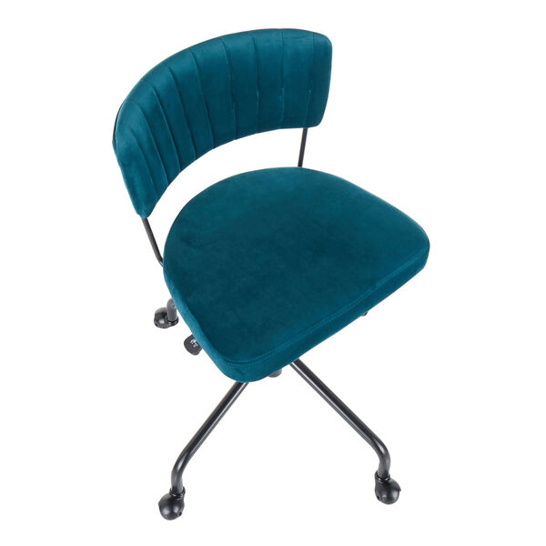 Tania Black and Teal Rich Velvet Upholstery Task Chair, image 6