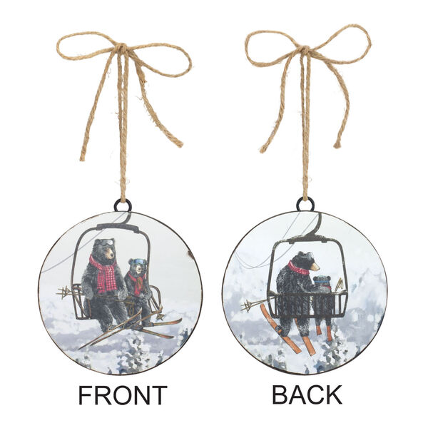 Black Bears on Ski Lift Novelty Ornament, Set of 12, image 1