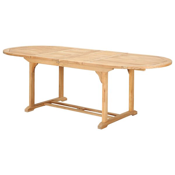 January Nature Sand Teak Oval Teak Teak Outdoor Dining Table with Double Extensions, image 6