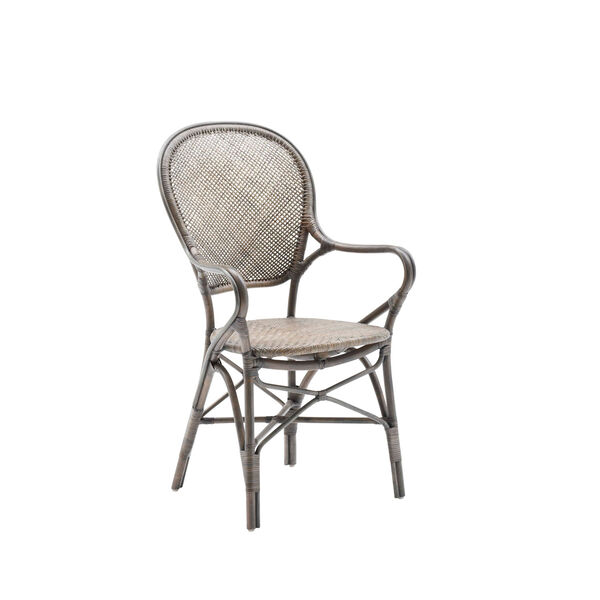 Rossini Taupe Grey Rattan Dining Armchair, image 1
