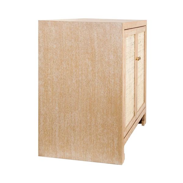 Alden Cerused Oak Two Door Cane Cabinet with Brass Hardware, image 2