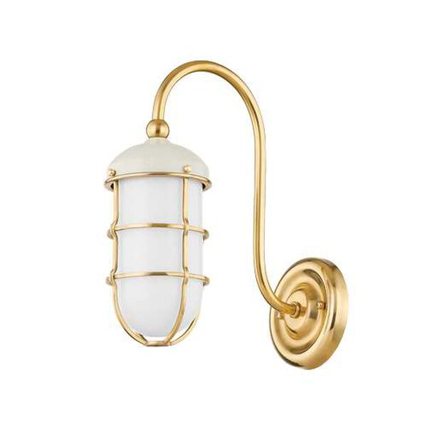 Holkham Aged Brass White One-Light Wall Sconce, image 1