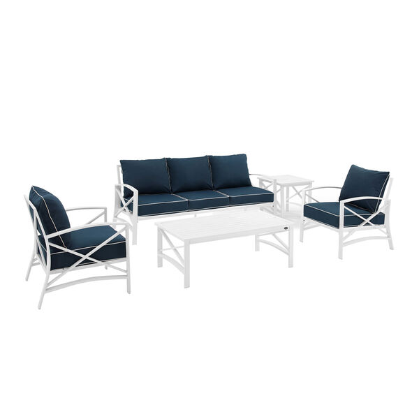 Kaplan Navy and White Outdoor Sofa Set, Five-Piece, image 2