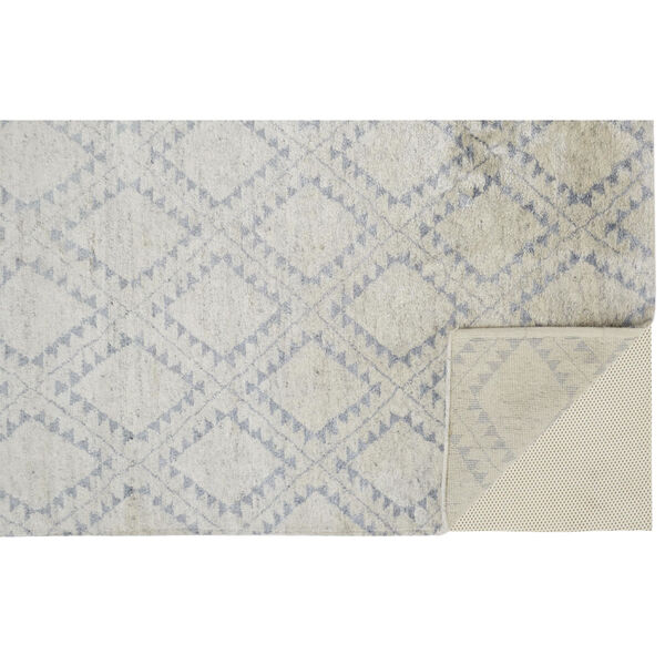 Abytha Diamond Hand Knot Wool Ivory Blue Rectangular: 9 Ft. 6 In. x 13 Ft. 6 In. Area Rug, image 4