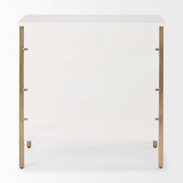 Savannah White and Gold Three-Drawer Cabinet, image 4