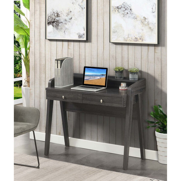 Newport Weathered Gray Deluxe Two-Drawer Desk with Shelf, image 1
