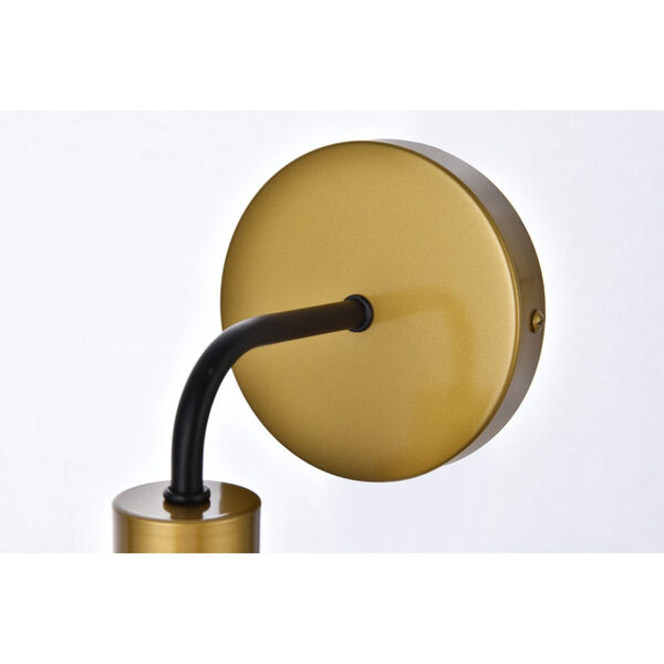 Hanson Black and Brass and Frosted Shade One-Light Bath Vanity, image 6