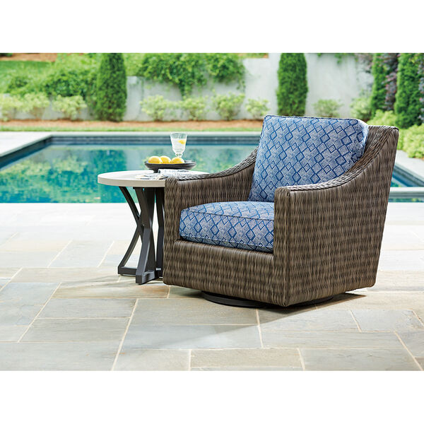 Cypress Point Ocean Terrace Brown and Blue Swivel Glider Lounge Chair, image 3
