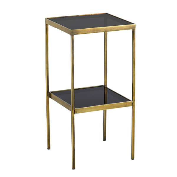 Silas Antique Brass and Smoke Accent Table, image 3