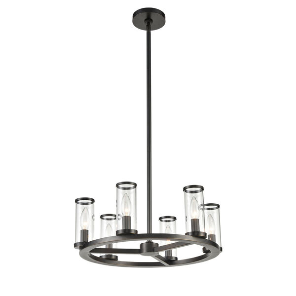 Revolve Urban Bronze Six-Light Chandelier with Clear Glass, image 1
