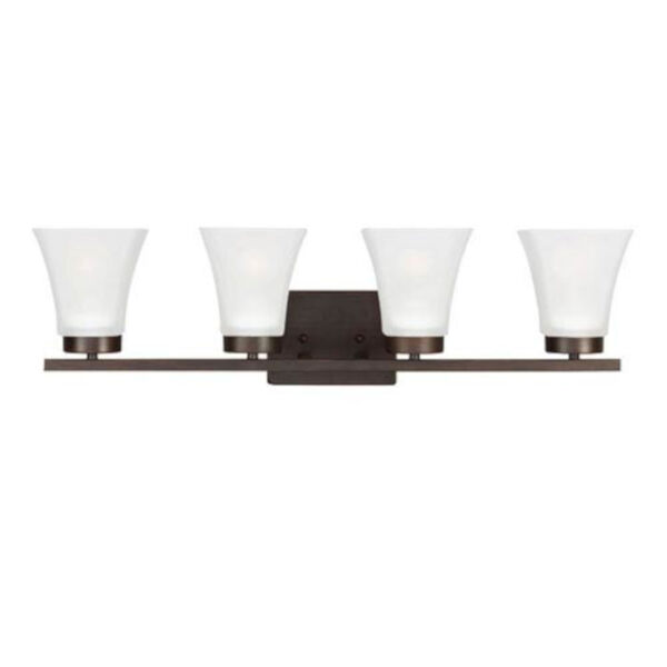 Kate Burnt Sienna Four-Light Bath Vanity with Satin Etched Glass, image 1