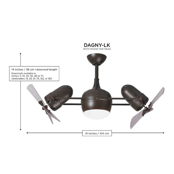 Dagny LK Textured Bronze Rotational Ceiling Fan with LED Light Kit and Mahogany Tone Blades, image 4