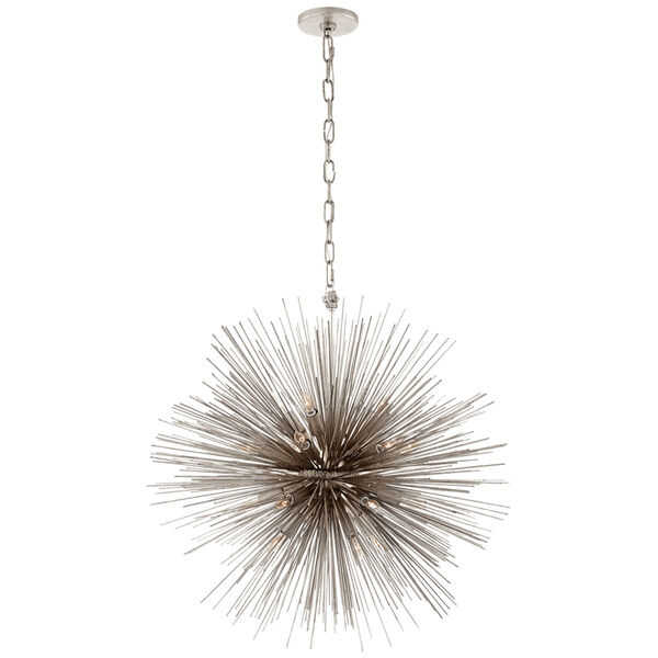 Strada Small Round Chandelier in Burnished Silver Leaf by Kelly Wearstler, image 1