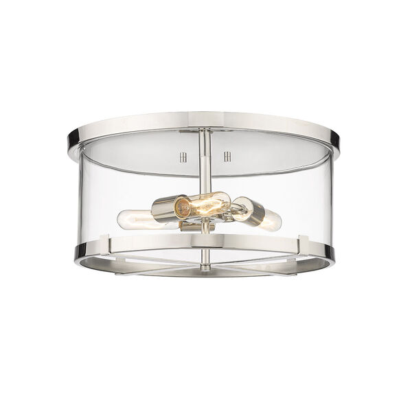 Callista Polished Nickel Three-Light Flush Mount with Clear Glass Shade, image 1