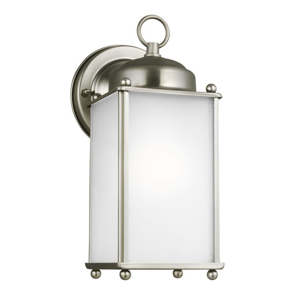 New Castle Antique Brushed Nickel One-Light Outdoor Wall Sconce with Satin Etched Shade, image 2