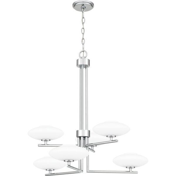 Chenal Polished Chrome and White Six-Light Chandelier, image 5
