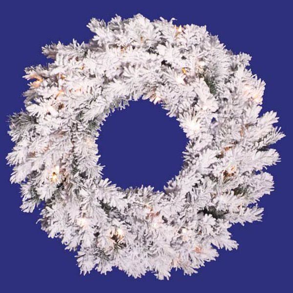 Flocked Alaskan 24-Inch Wreath w/96 Tips, image 1