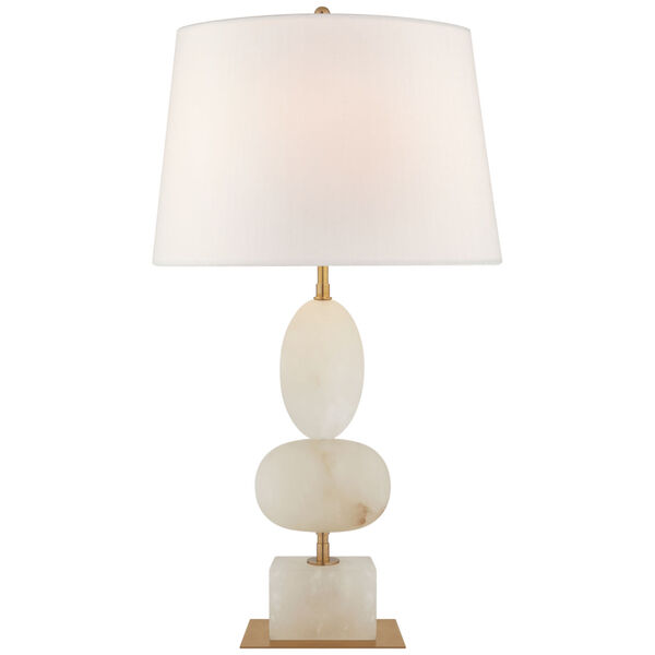 Dani Medium Table Lamp in Alabaster with Linen Shades by Thomas O'Brien, image 1