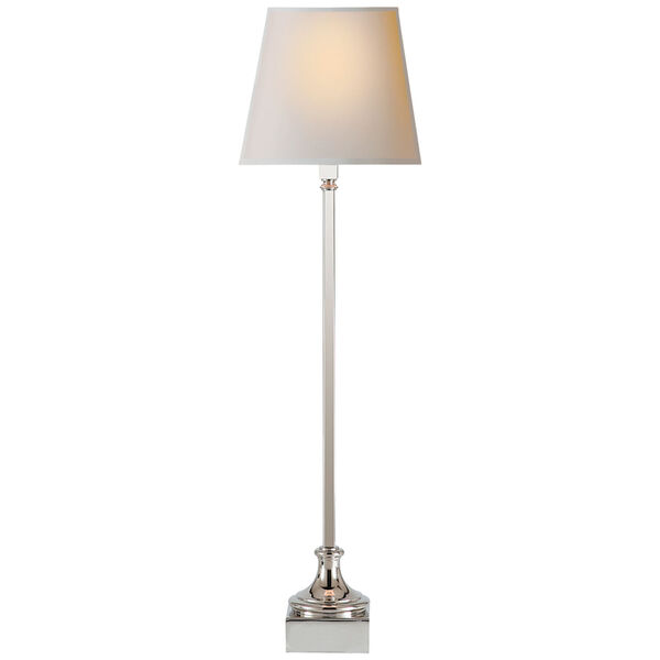 Cawdor Buffet Lamp in Polished Nickel with Natural Paper Shade by Chapman and Myers, image 1