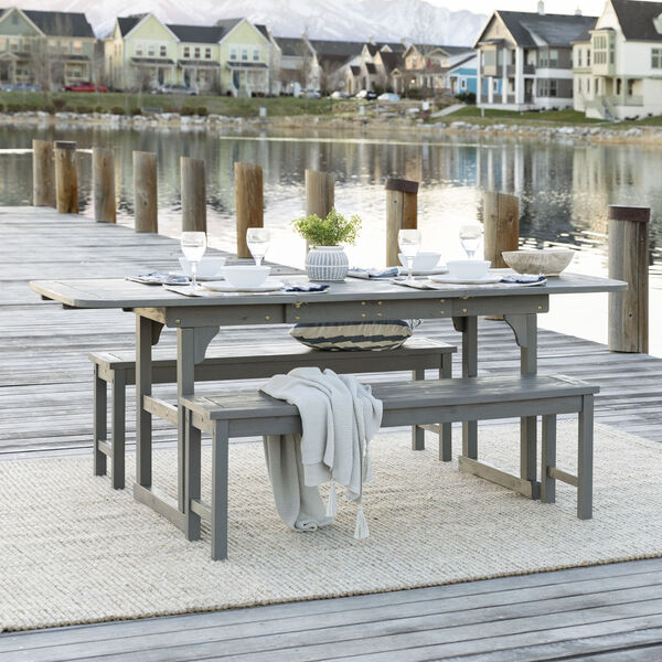 Gray Wash 35-Inch Three-Piece Classic Outdoor Dining  Set, image 1