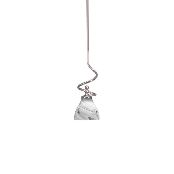 Capri Brushed Nickel One-Light Mini Pendant with Six-Inch Onyx Swirl Glass, image 1