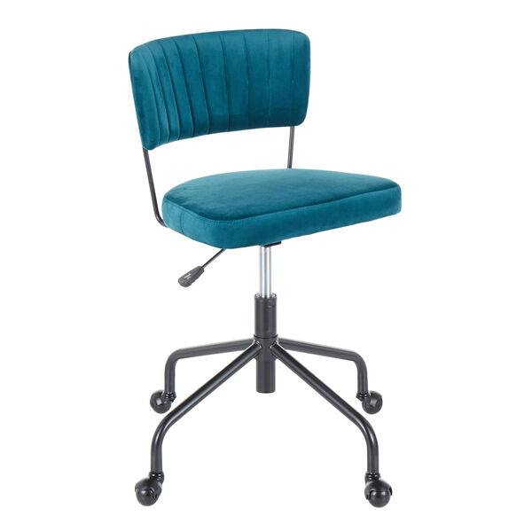 Tania Black and Teal Rich Velvet Upholstery Task Chair, image 1