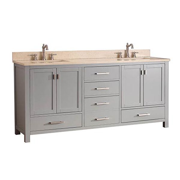 Modero Chilled Gray 72-Inch Double Vanity Combo with Galala Beige Marble Top, image 2