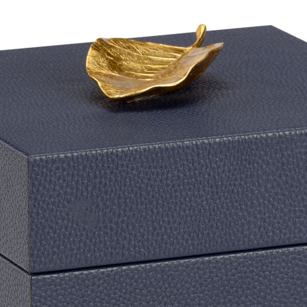 Pam Cain  Navy and Metallic Gold Leaf Handle Box, image 3