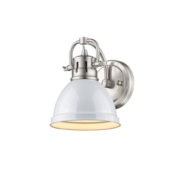 Quinn Pewter One-Light Vanity Fixture with White Shade, image 2