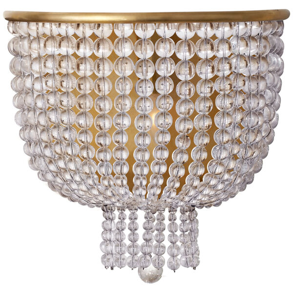 Jacqueline Medium Sconce in Hand-Rubbed Antique Brass with Clear Glass by AERIN, image 1