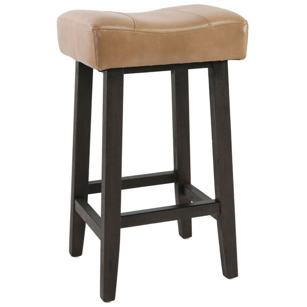 Lauri Camel Beige and Dark Brown Backless Counterstool, image 1