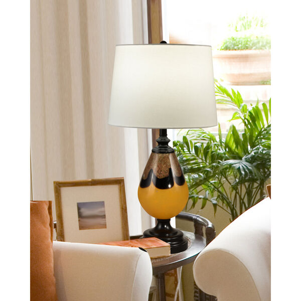 Keithia Ebony Black and White One-Light Hand Blown Art Glass Table Lamp, image 2