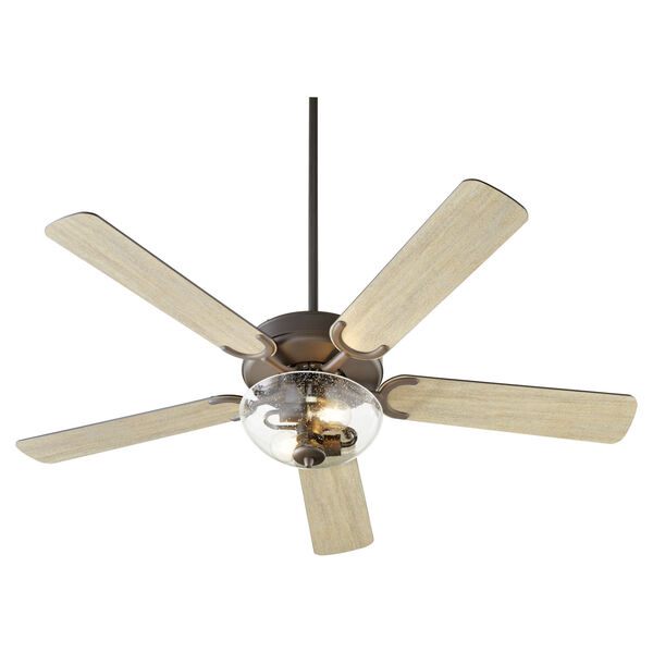 Virtue Oil Bronze Two-Light 52-Inch Ceiling Fan with Clear Seeded Glass Bowl, image 3