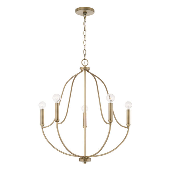 HomePlace Madison Aged Brass Five-Light Chandelier, image 1