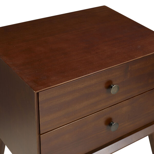 Brown Two Drawer Nightstand, image 4