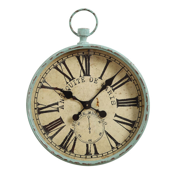 Aqua Iron Pocket Watch Wall Clock, image 1