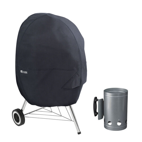 Poplar Black Kettle BBQ Grill Cover with Charcoal Chimney, image 1