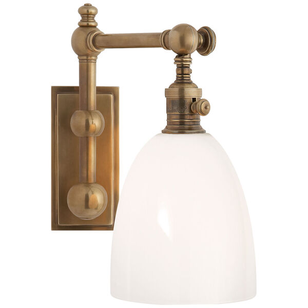 Pimlico Single Light in Antique-Burnished Brass with White Glass by Chapman and Myers, image 1
