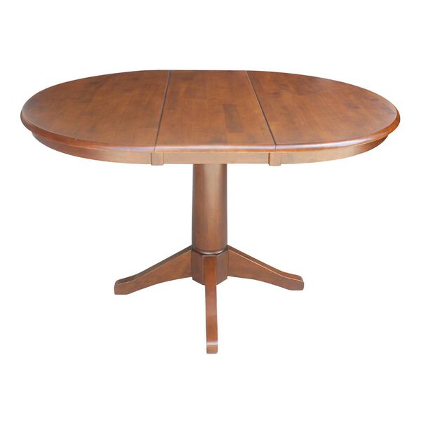 Espresso Round Pedestal Dining Table with 12-Inch Leaf, image 2