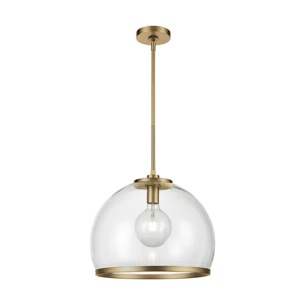Coast Vintage Brass One-Light Pendant with Clear Glass, image 1
