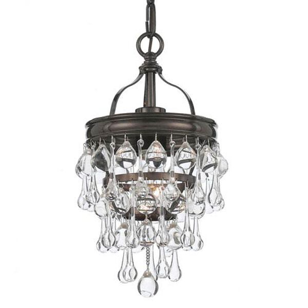 Hopewell Bronze One-Light Mini-Pendant with Clear Crystal, image 1
