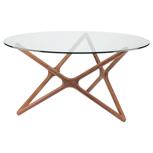 Star Clear and Walnut Oval Dining Table, image 1